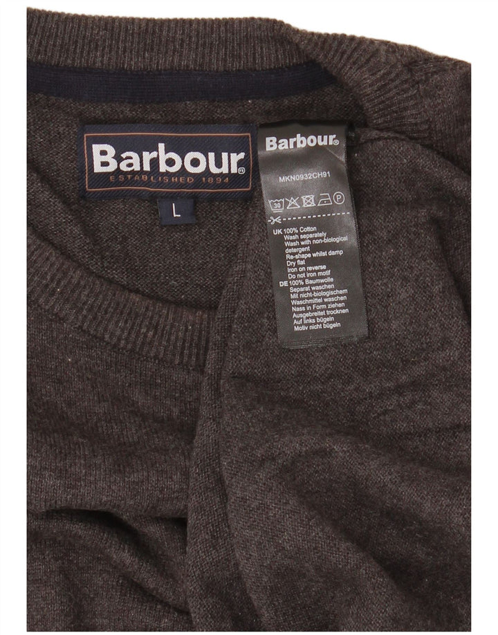 BARBOUR Maglione da uomo girocollo grande in cotone grigio