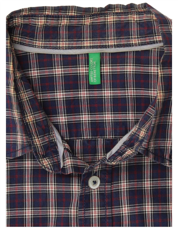 Camicia da uomo Benetton a quadri blu navy medio