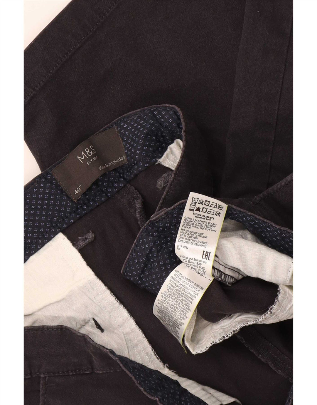 Pantaloncini chino da uomo Marks & Spencer W40 XL cotone nero