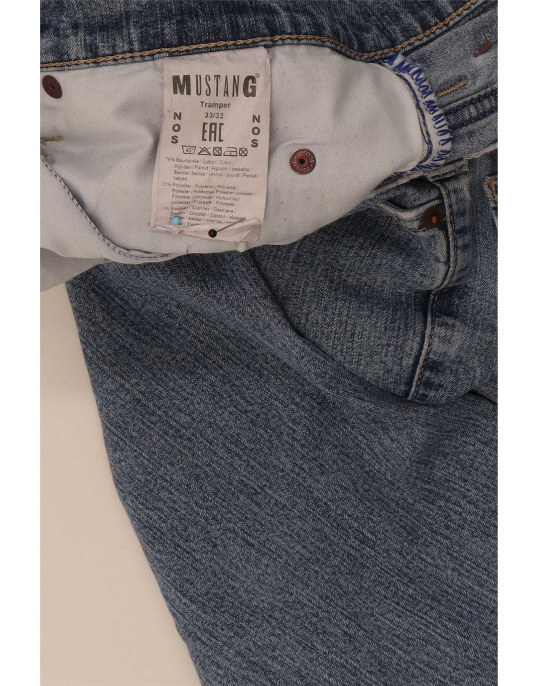 Jeans dritti Tramper da uomo Mustang W33 L32 in cotone blu