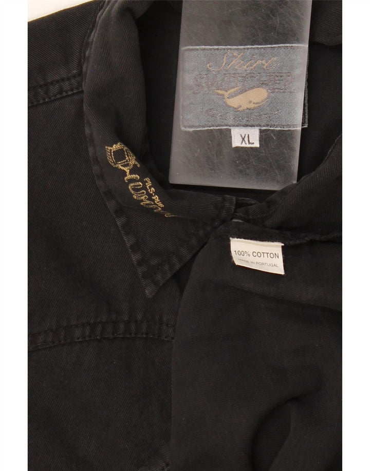 VINTAGE Mens Graphic Denim Shirt XL Black Vintage Vintage and Second-Hand Vintage from Messina Hembry 