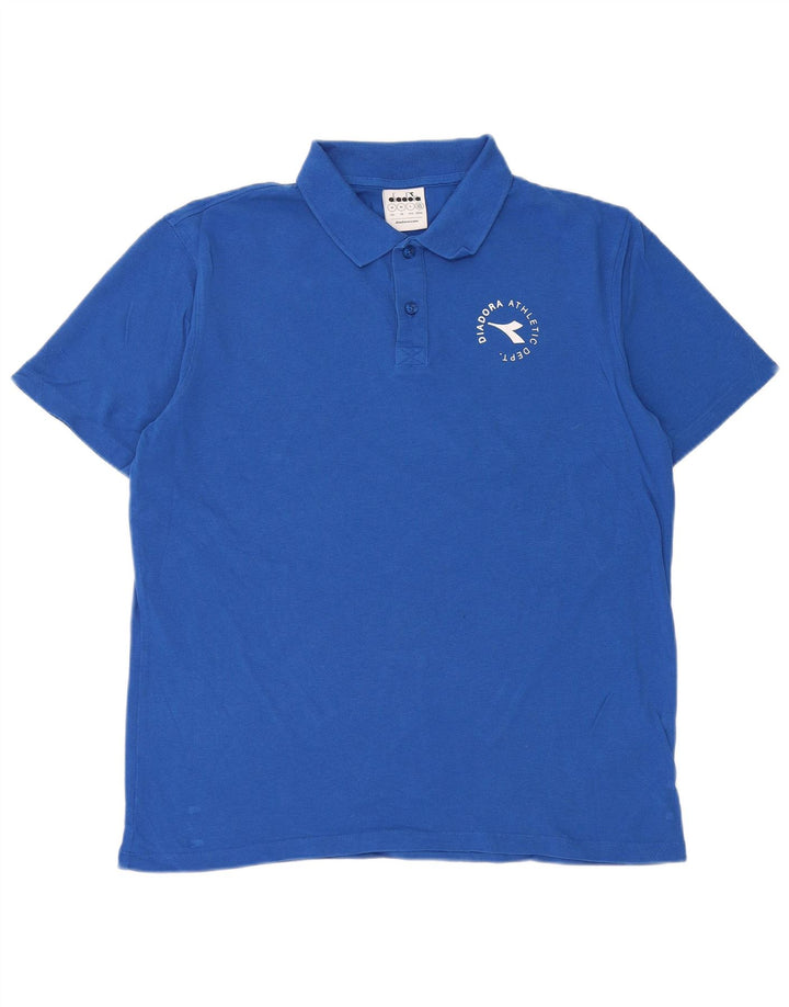 Polo Uomo Diadora Blu Medio in Cotone