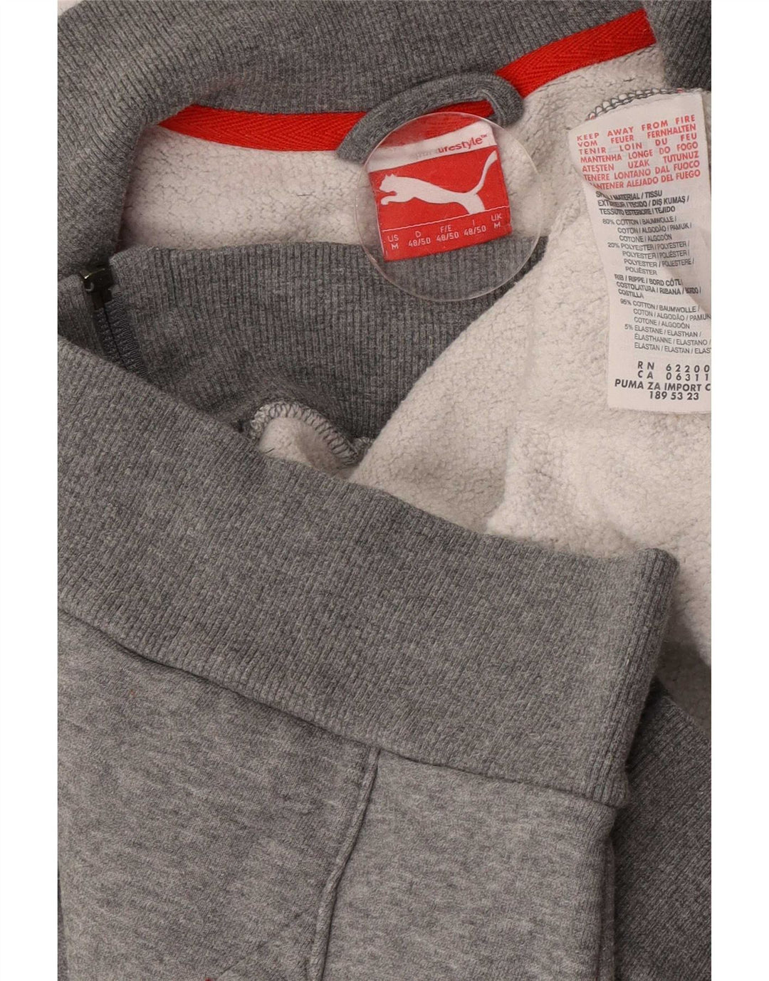 Giacca da tuta da uomo Puma in cotone grigio medio