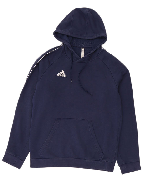 Felpa con cappuccio da uomo Adidas media in cotone blu navy