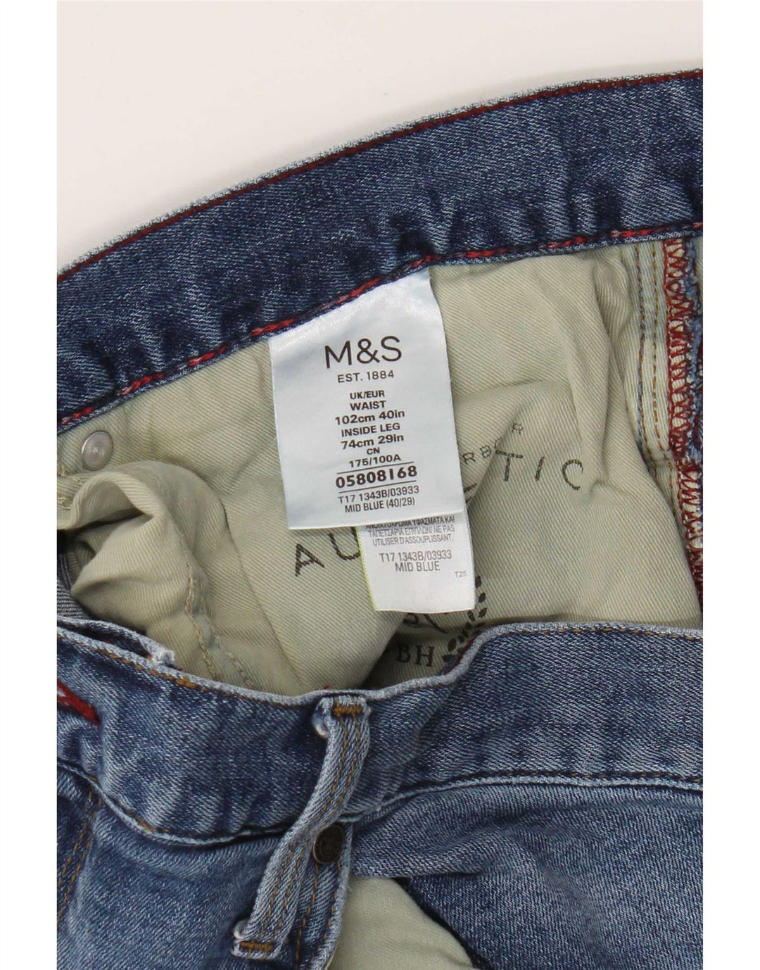 Jeans dritti da uomo Marks & Spencer W40 L29 cotone blu