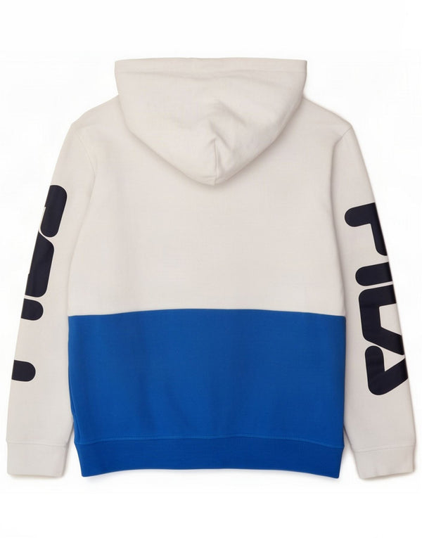 Felpa con cappuccio grafica da uomo Fila Small White Colourblock Cotton