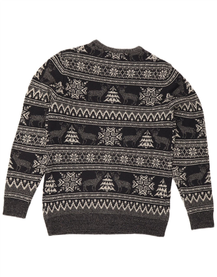 Maglione maglione girocollo da uomo Cedarwood State grigio medio Fair Isle