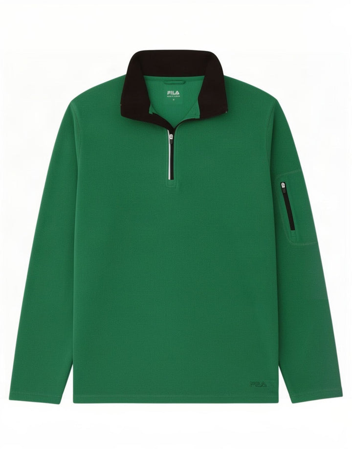 Maglione in pile da uomo Fila con zip e collo in poliestere verde medio
