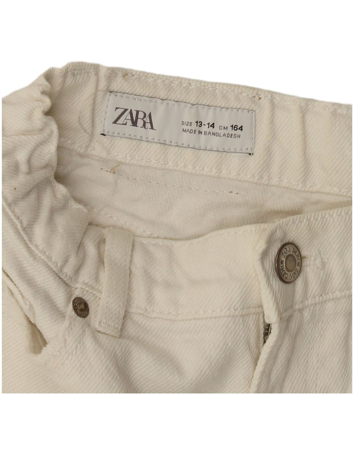 Pantaloncini in denim invecchiato ZARA per ragazze 13-14 anni W26 bianco sporco