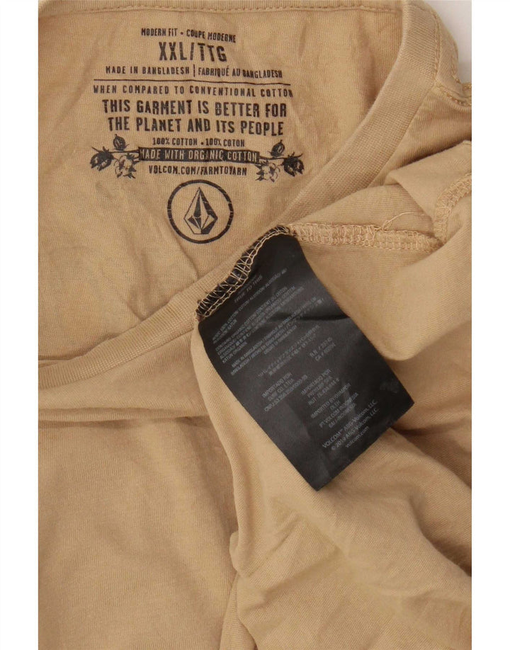 T-shirt grafica da uomo Volcom Modern Fit 2XL in cotone beige