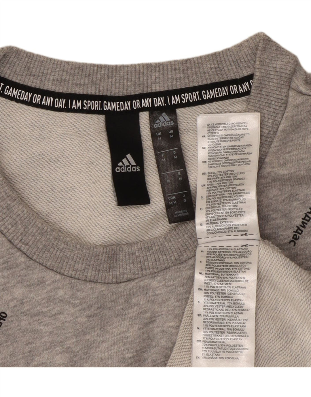 Felpa grafica da uomo ADIDAS, maglione, cotone grigio medio