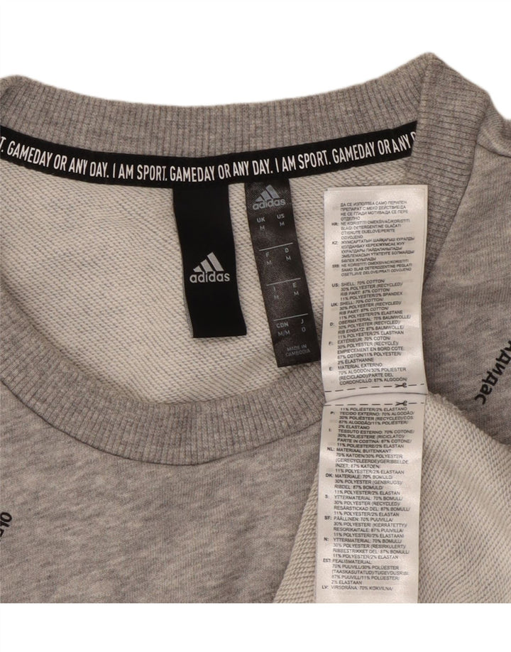 Felpa grafica da uomo ADIDAS, maglione, cotone grigio medio