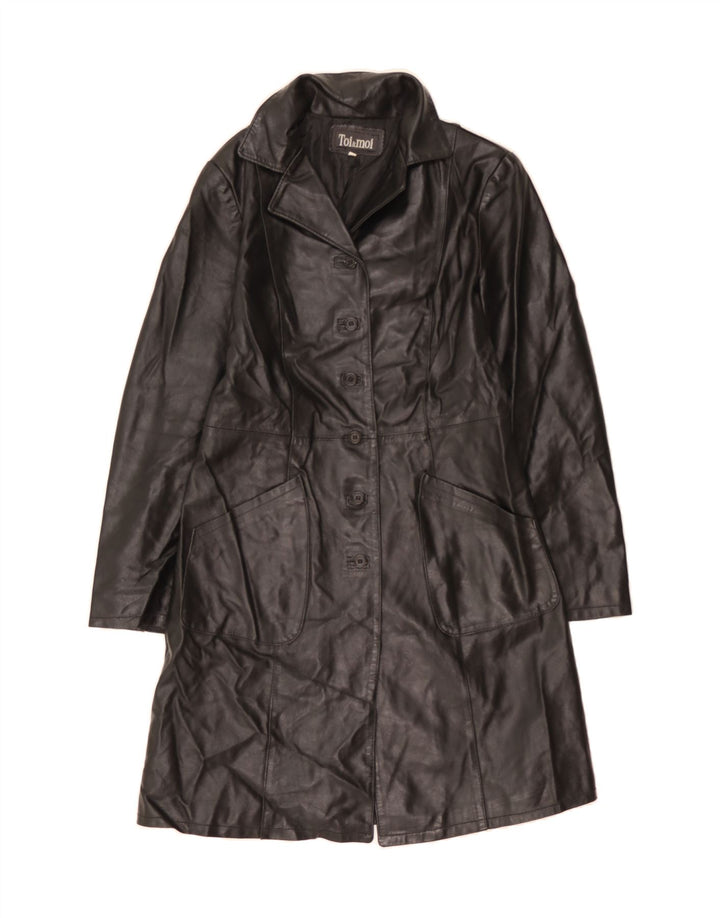 VINTAGE Womens Leather Coat UK 10 Small Black Leather Vintage Vintage and Second-Hand Vintage from Messina Hembry 