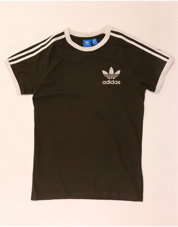 T-shirt da uomo Adidas Top Small in cotone color block kaki