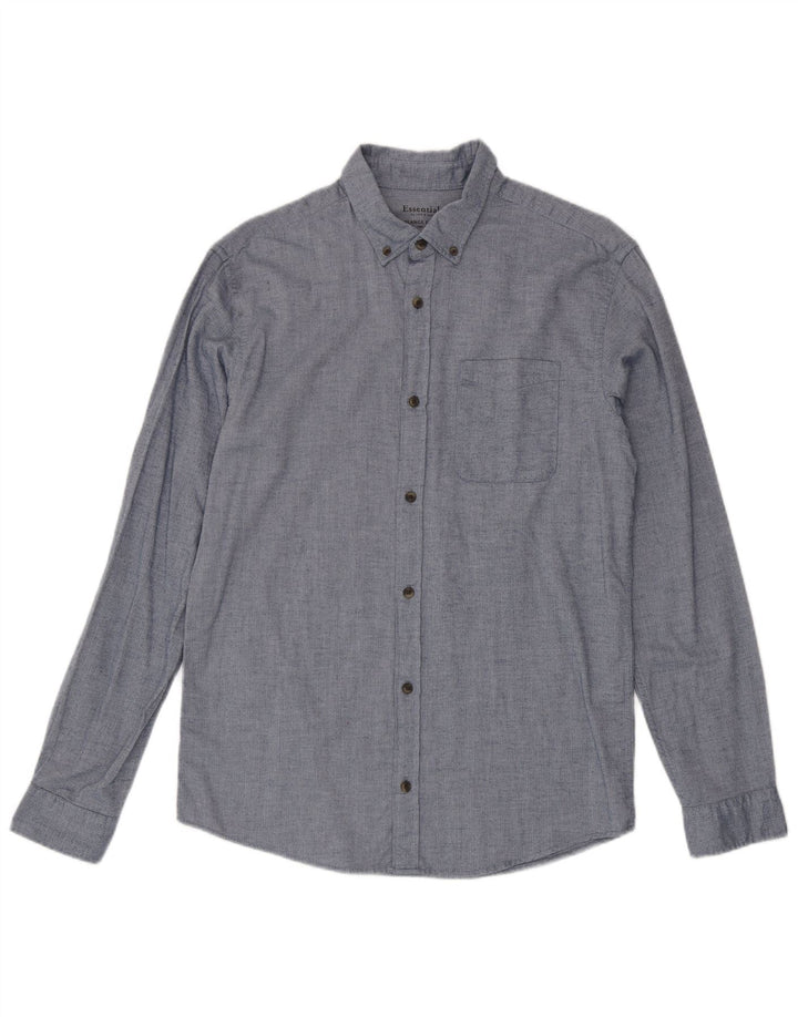 Jack & Jones Camicia da uomo in flanella di cotone a spina di pesce blu grande