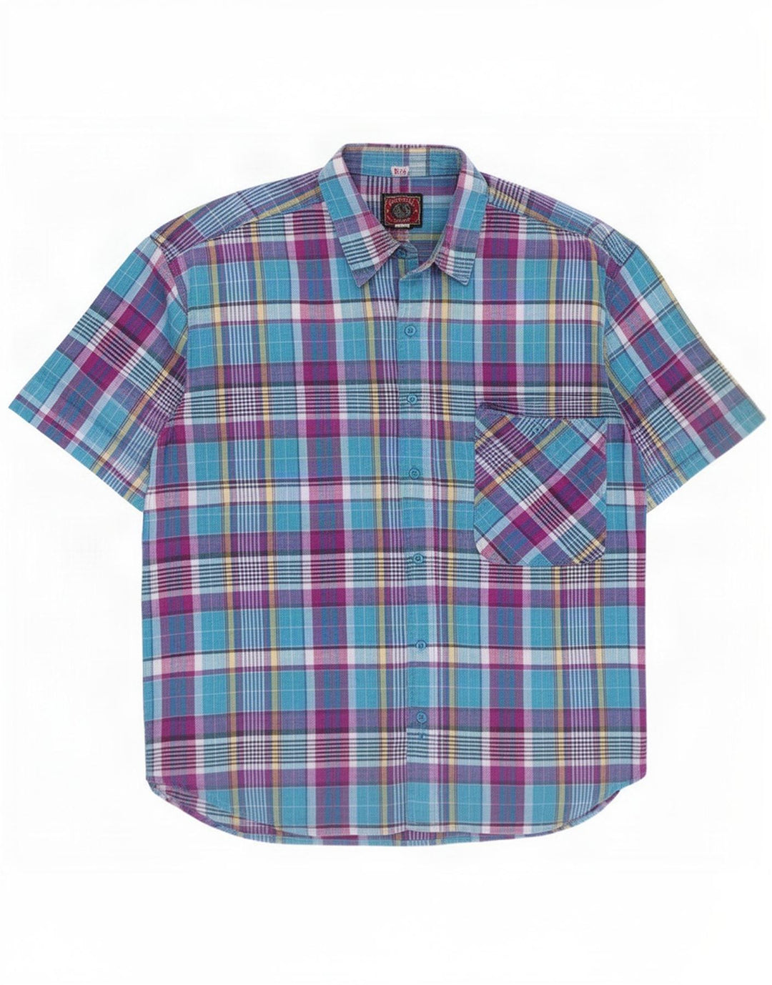 Mondial Camicia a maniche corte da uomo in cotone scozzese medio multicolore