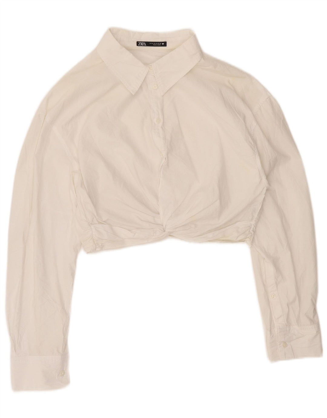 Camicetta corta da donna Zara UK 16 cotone bianco medio