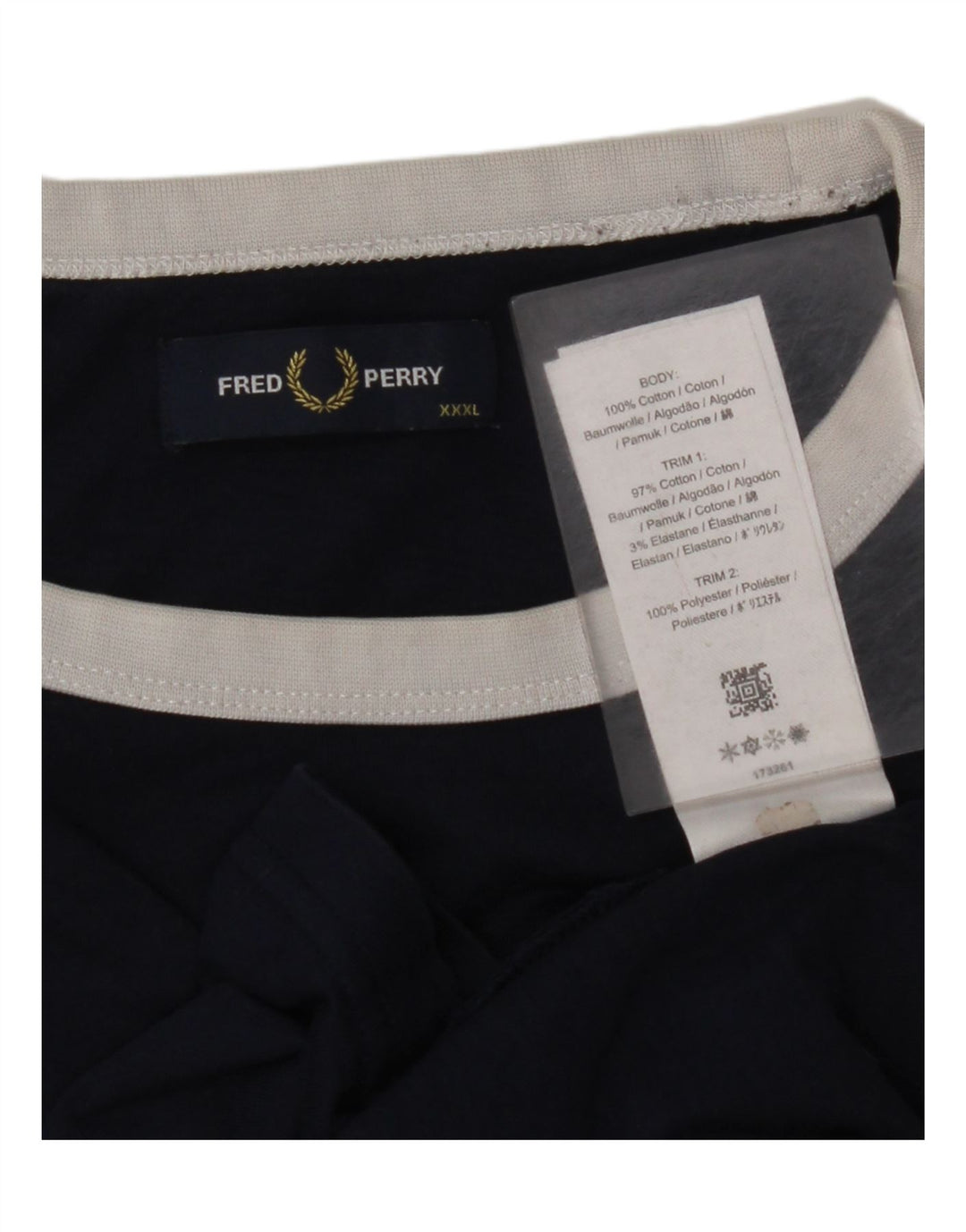 FRED PERRY T-shirt grafica da uomo Top 3XL Cotone color block blu navy