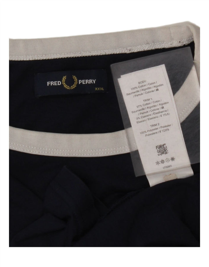 FRED PERRY T-shirt grafica da uomo Top 3XL Cotone color block blu navy
