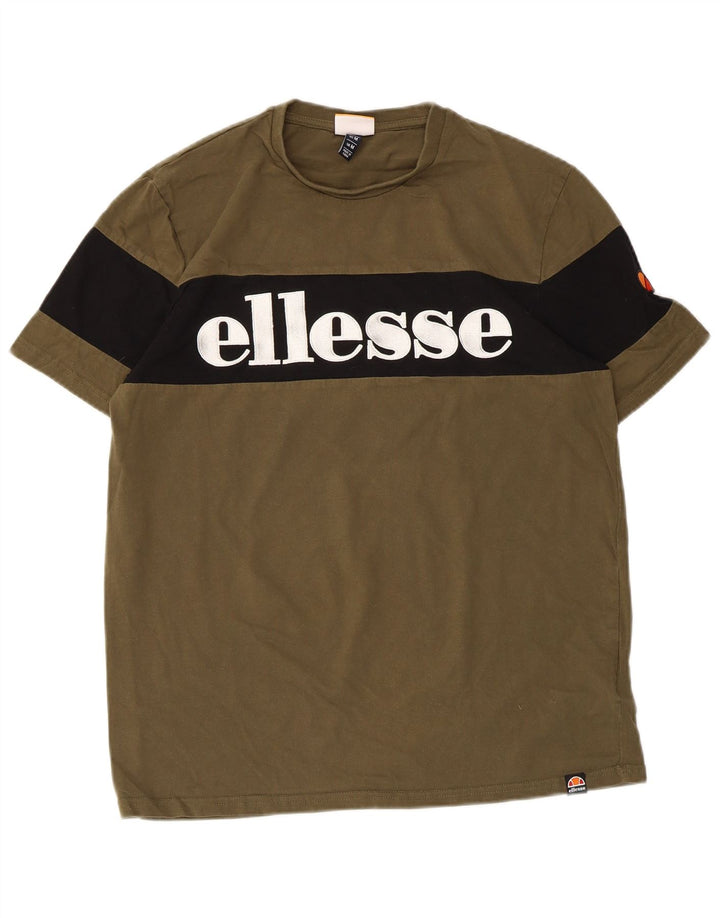 T-shirt grafica da uomo Ellesse Top in cotone color block medio kaki