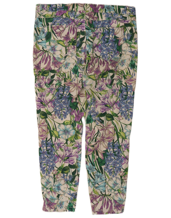 Zara Womens Slim Cropped Trousers Large W30 L25 Multicoloured Floral