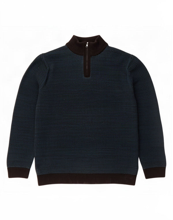 Maglione da uomo Marks & Spencer con zip e collo XL in cotone screziato verde