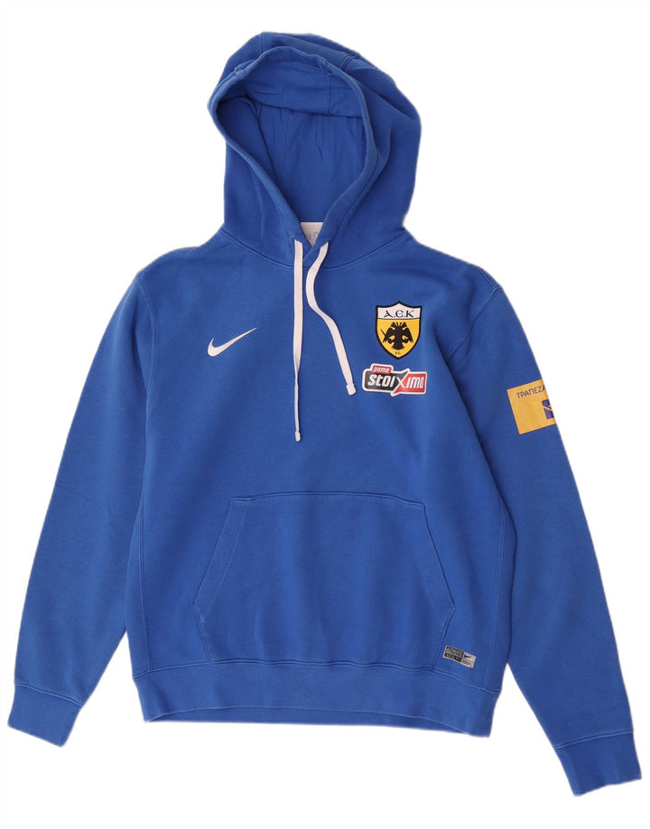 Felpa con cappuccio grafica Nike da uomo in cotone blu medio
