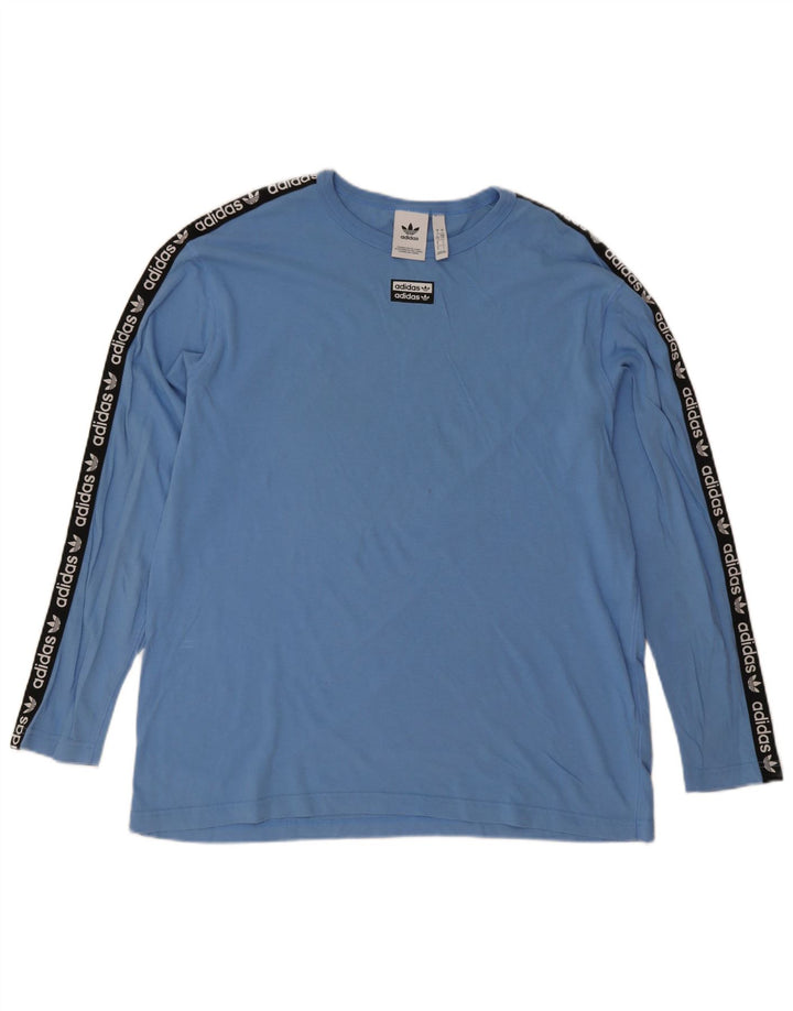 Adidas Maglietta grafica da uomo a maniche lunghe grande in cotone color block blu