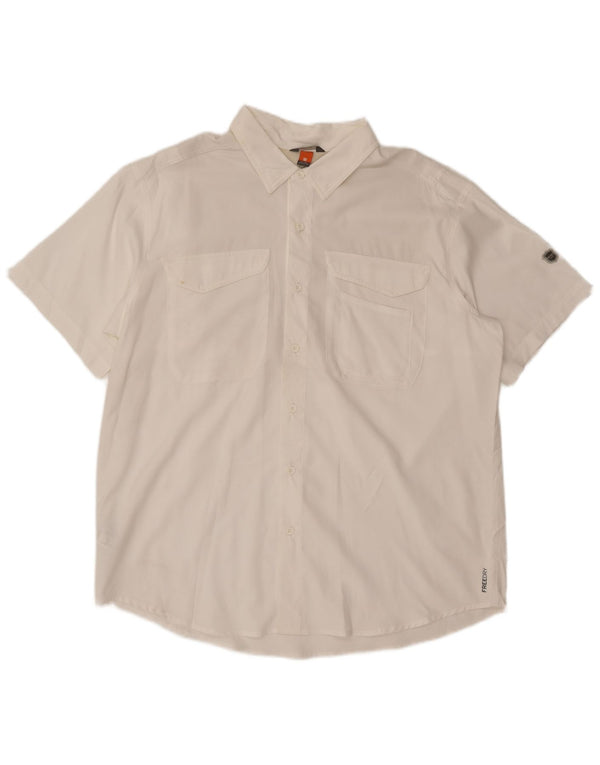 EDDIE BAUER Camicia a maniche corte da uomo XL Poliestere bianco