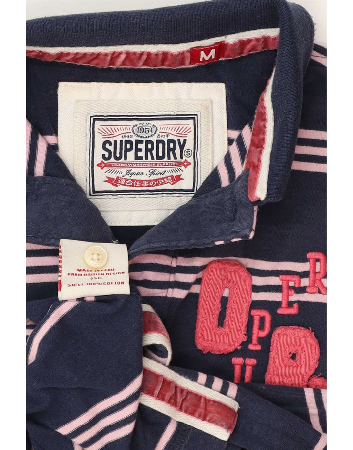 Polo grafica da uomo Superdry in cotone a righe medie blu navy