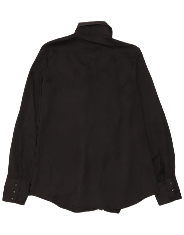 Camicia da donna Benetton con volant sul davanti UK 14 media nera