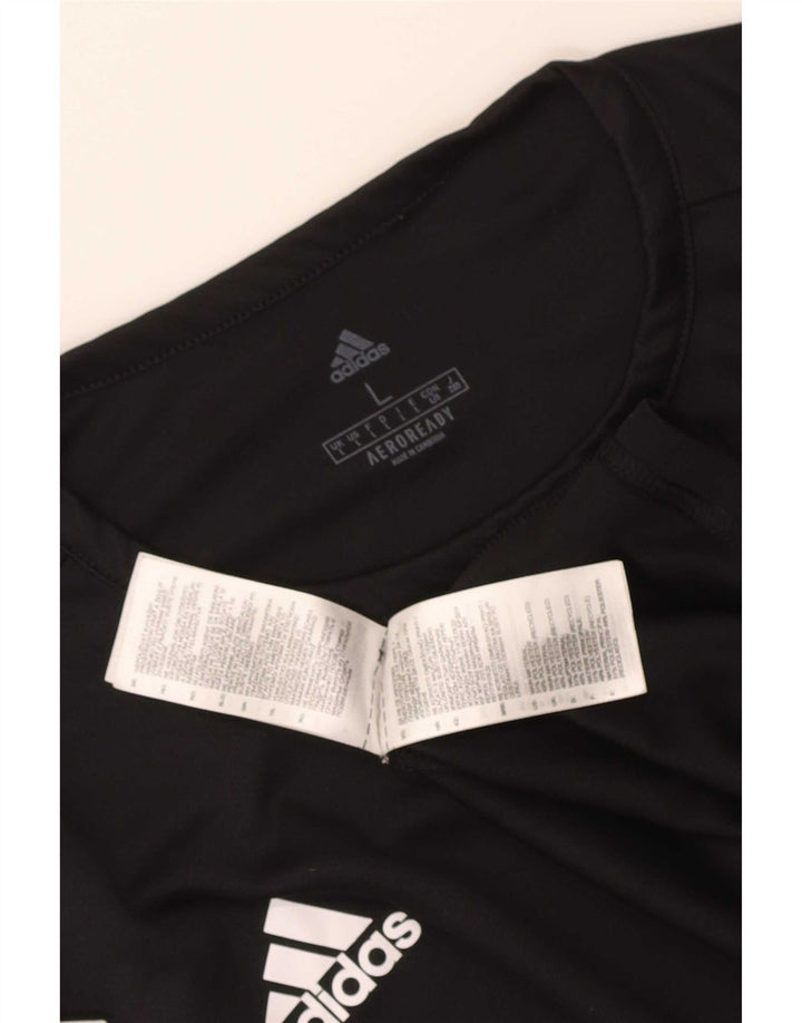T-shirt Adidas da uomo a maniche corte, grande, in poliestere color block nero