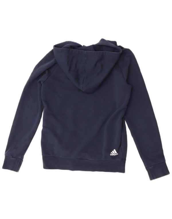 Felpa con cappuccio grafica da donna Adidas UK 8/10 Small Cotone blu navy