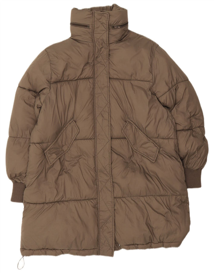 Cappotto imbottito oversize con cappuccio da donna Zara UK 10 piccolo poliestere marrone