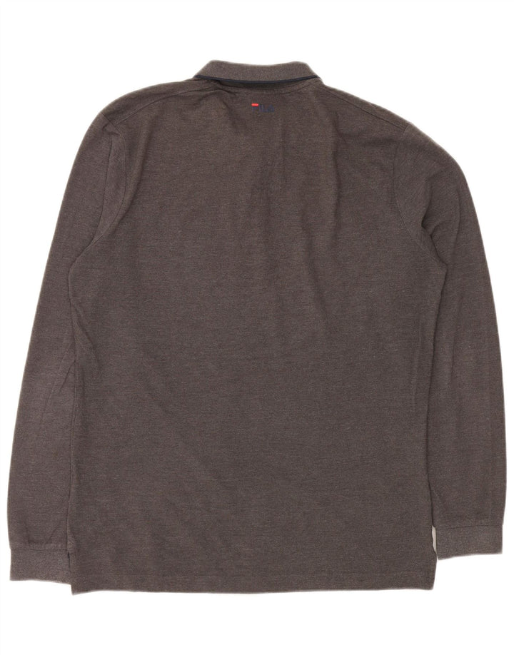 Polo da uomo a maniche lunghe Fila 2XL in cotone grigio