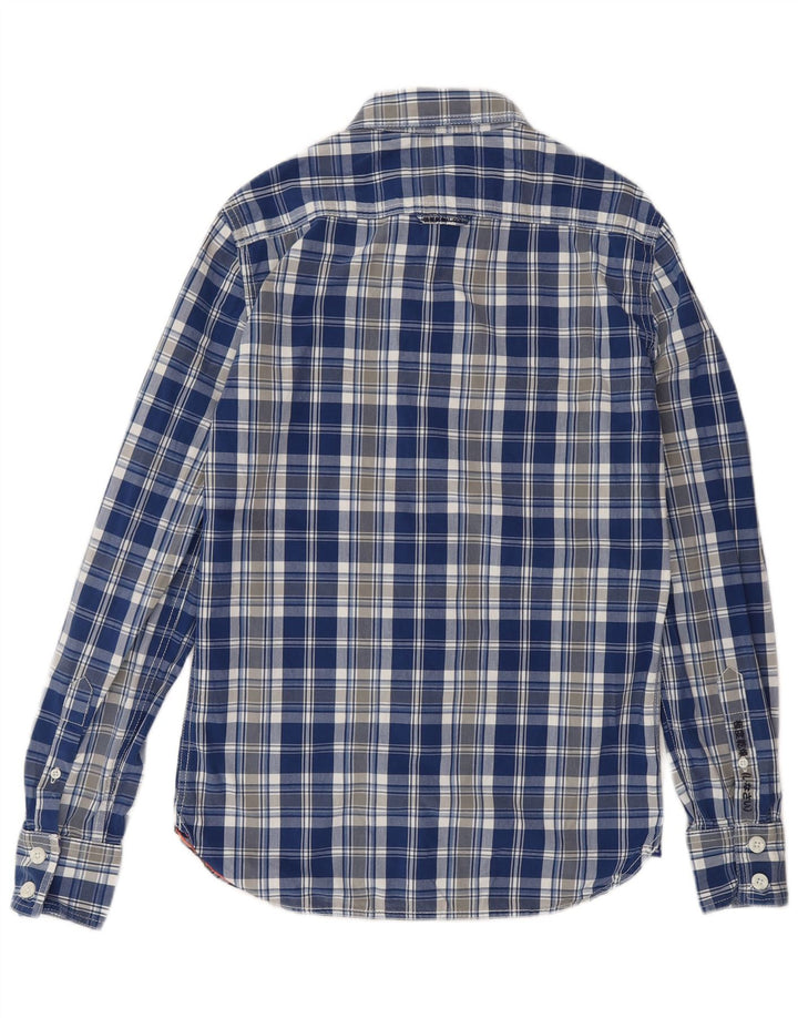 Camicia da uomo SUPERDRY in cotone a quadri piccoli blu