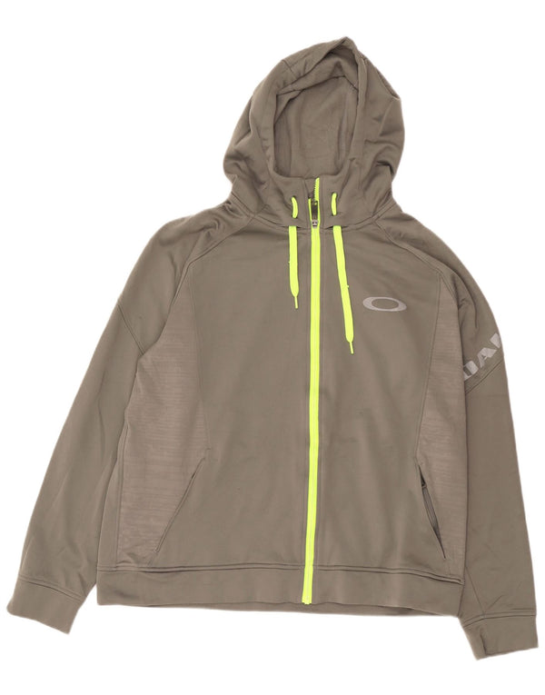 Felpa con cappuccio e zip grafica da uomo Oakley XL grigia
