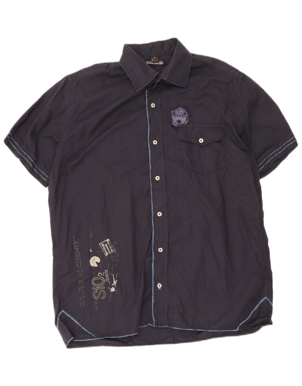 Camicia a maniche corte grafica da uomo Napapijri XL in cotone blu navy