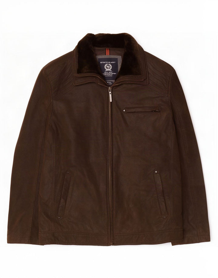 Giacca in pelle da uomo State of Art UK 44 2XL Marrone