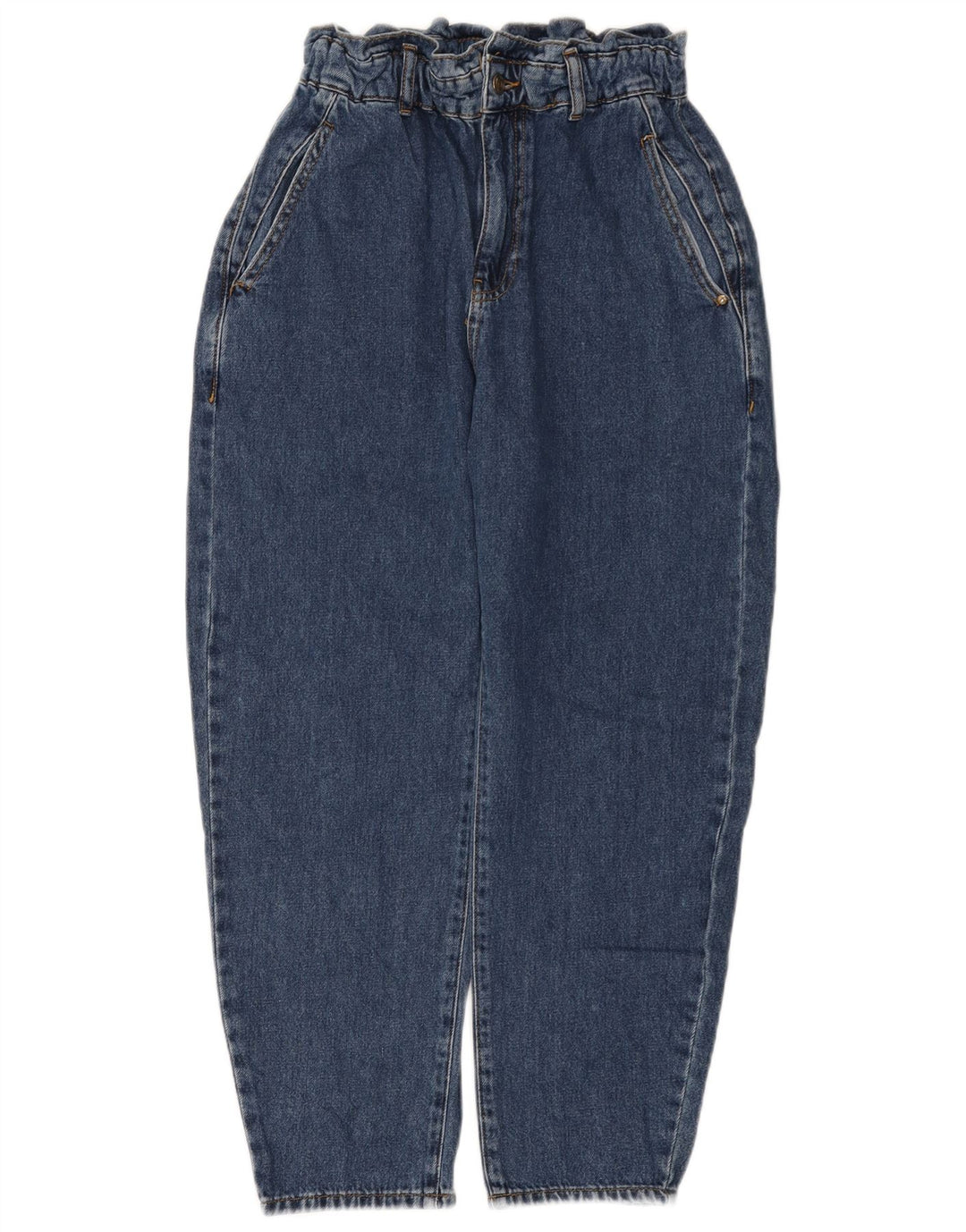 Jeans ZARA da donna a vita alta taglio ampio e corto EU 38 piccolo W28 L25 blu