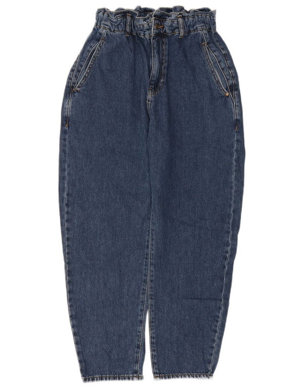 Jeans ZARA da donna a vita alta taglio ampio e corto EU 38 piccolo W28 L25 blu