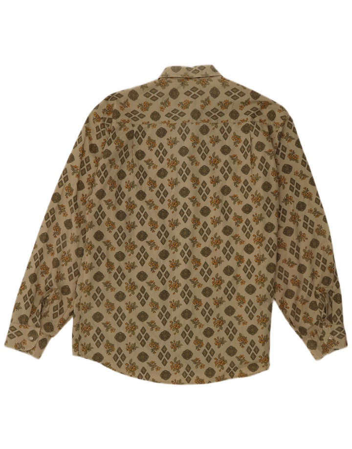 Camicia da uomo vintage grande poliestere floreale kaki