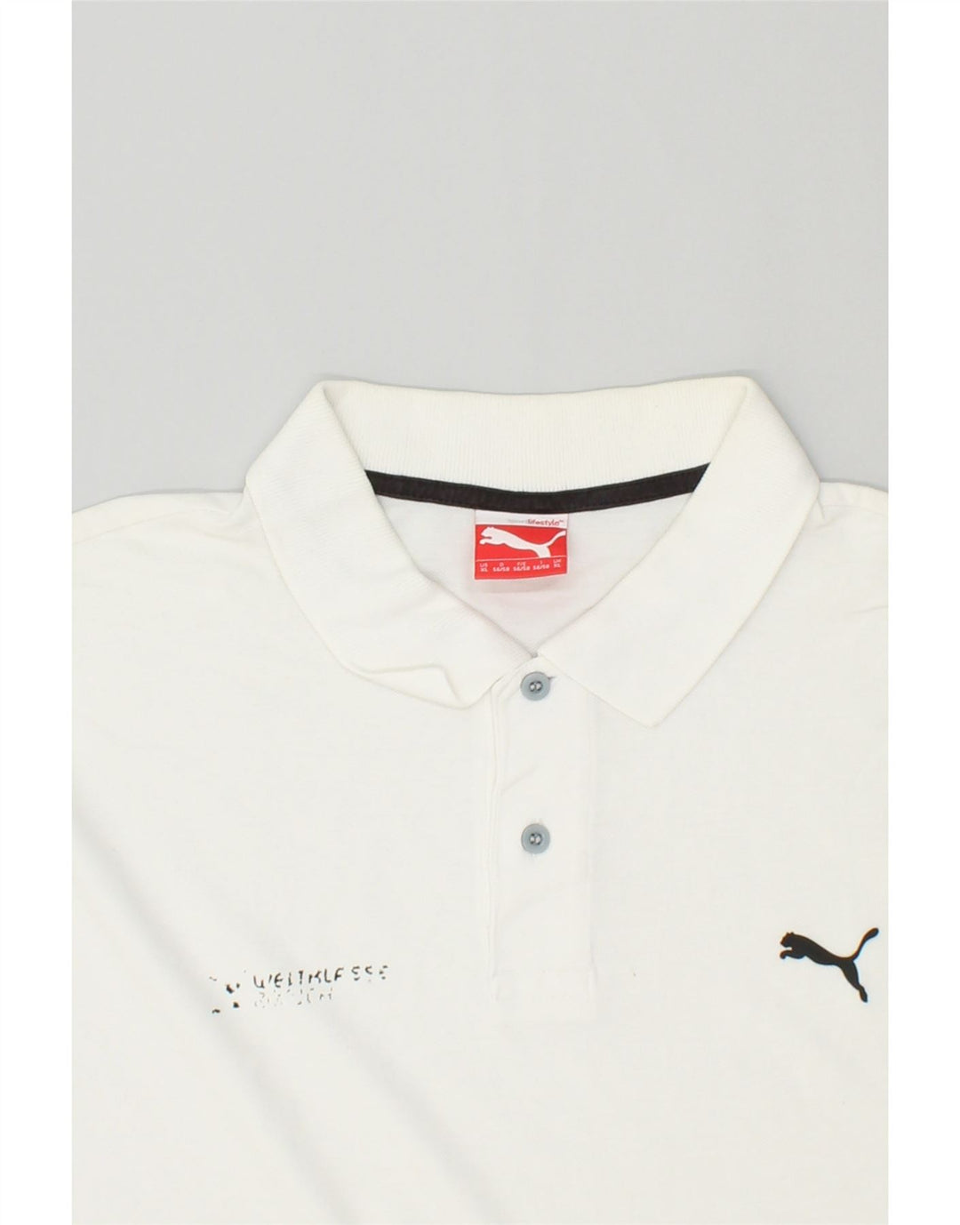 PUMA Mens Polo Shirt XL White Cotton Vintage Puma and Second-Hand Puma from Messina Hembry 