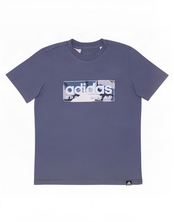 Adidas Boys Graphic T-Shirt Top 9-10 Years Navy Blue Cotton