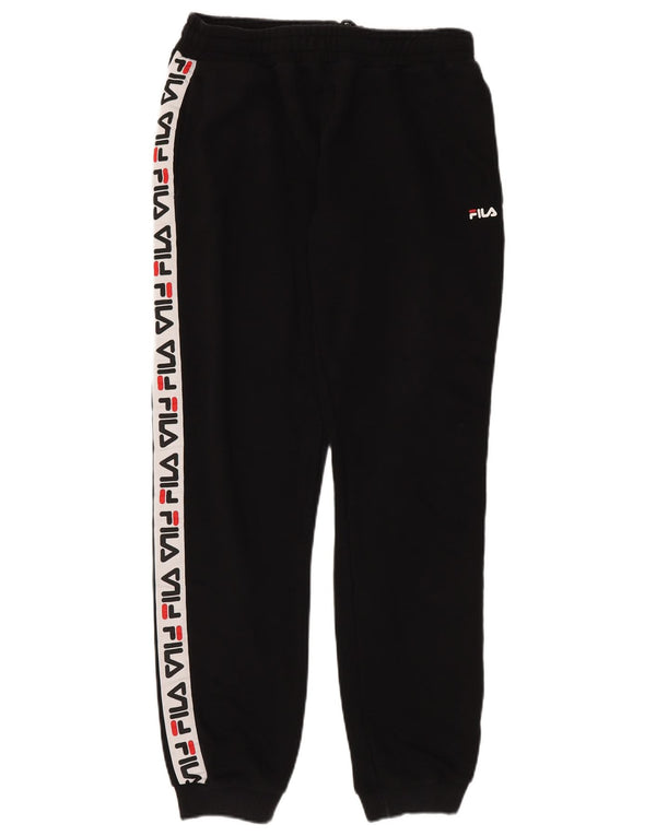 Pantaloni da tuta con grafica Fila da uomo, pantaloni da jogging, grandi, in cotone color block nero