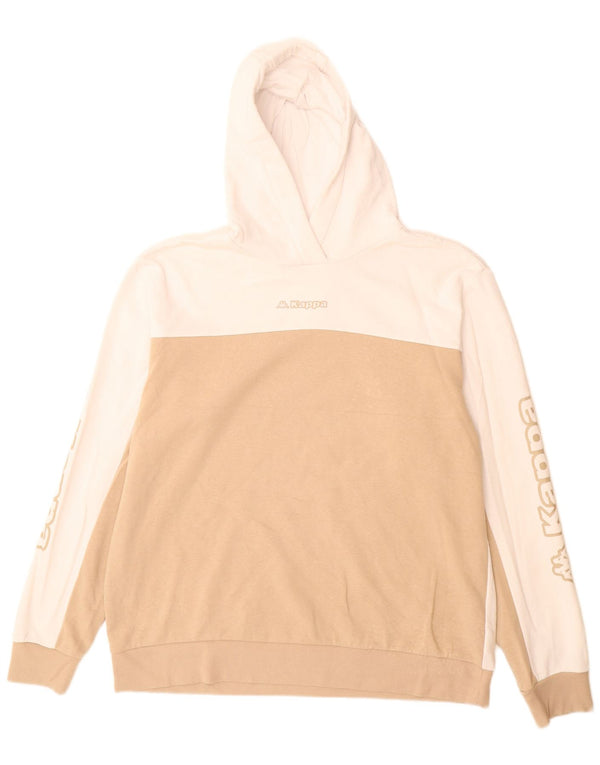 Felpa con cappuccio grafica da uomo Kappa XL in cotone color block bianco