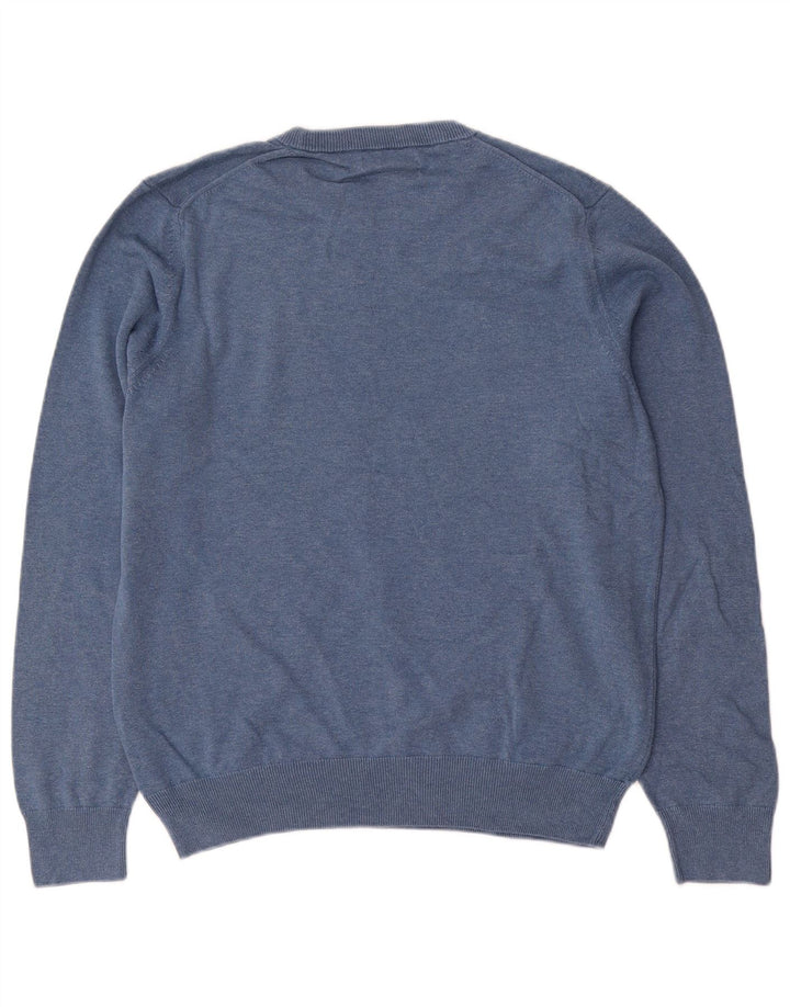 Maglione maglione girocollo da uomo Marks & Spencer in cotone blu medio