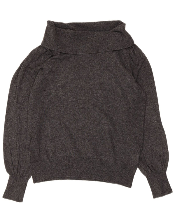 Maglione maglione a collo alto da donna Marks & Spencer UK 12 Viscosa grigio medio