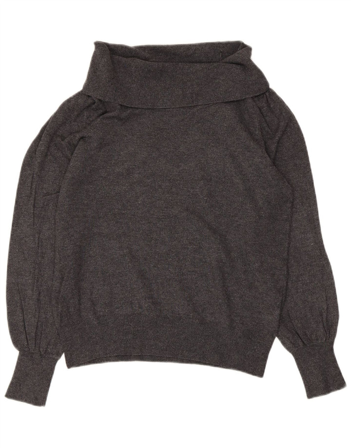 Maglione maglione a collo alto da donna Marks & Spencer UK 12 Viscosa grigio medio