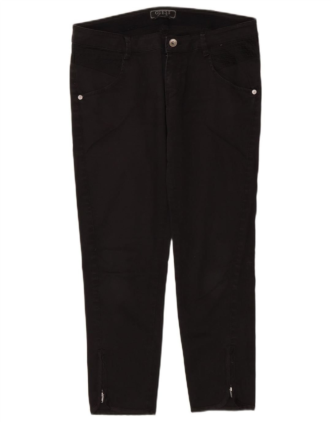 Pantaloni cropped da donna Guess W30 L25 cotone nero